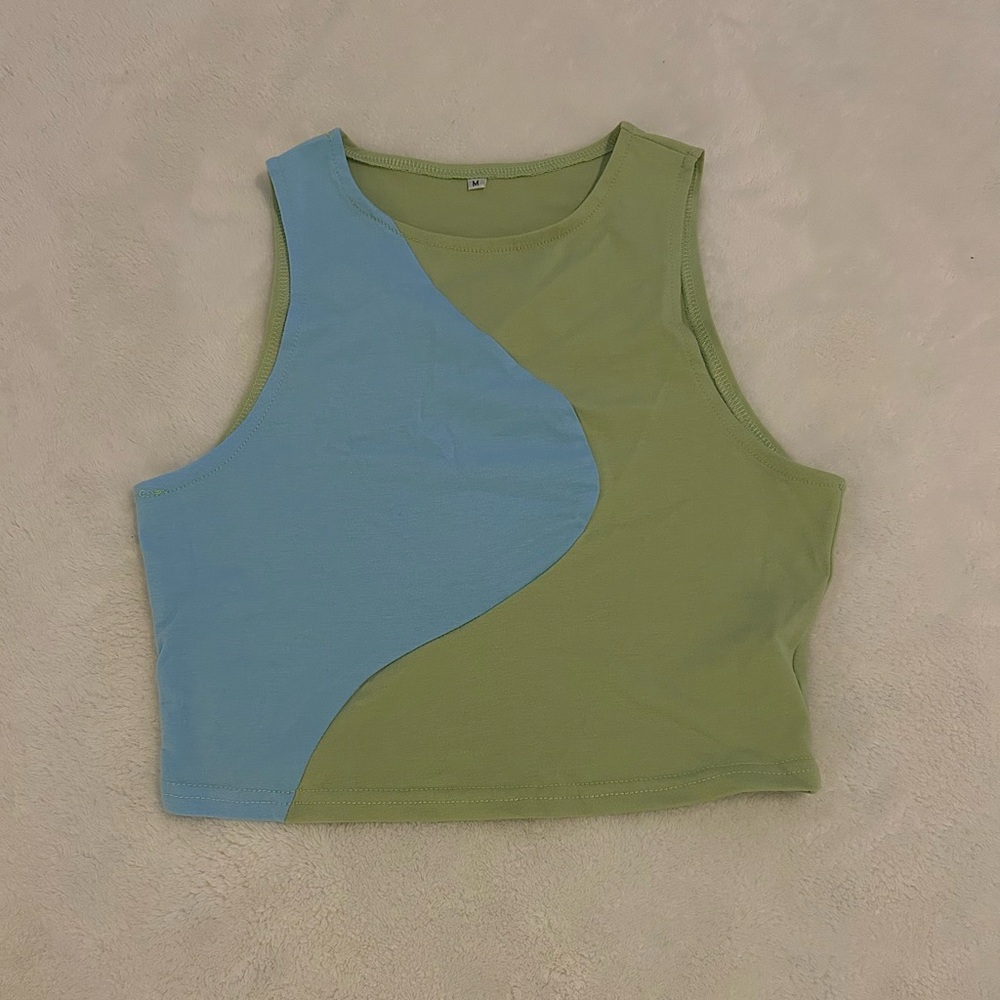 green and blue tank top